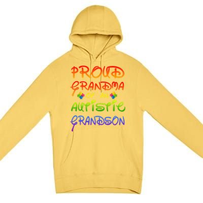 Autism Awareness Wear Proud Grandma Of Grandson Cool Gift Premium Pullover Hoodie