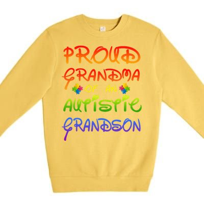 Autism Awareness Wear Proud Grandma Of Grandson Cool Gift Premium Crewneck Sweatshirt