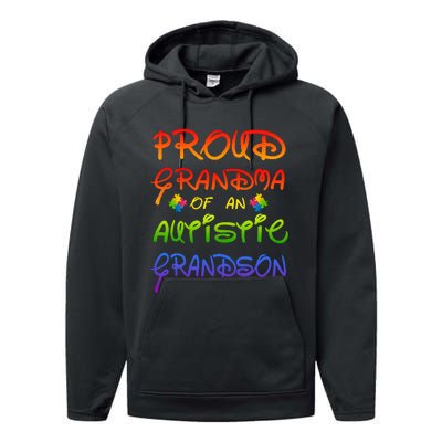 Autism Awareness Wear Proud Grandma Of Grandson Cool Gift Performance Fleece Hoodie