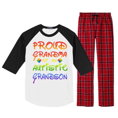 Autism Awareness Wear Proud Grandma Of Grandson Cool Gift Raglan Sleeve Pajama Set