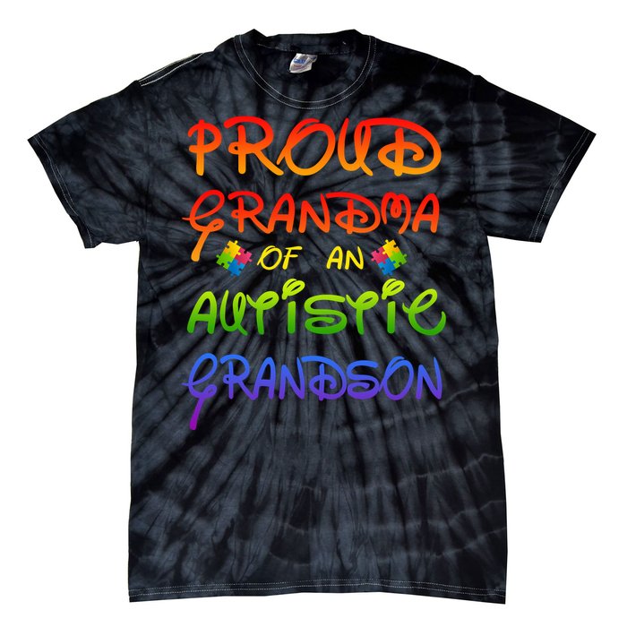 Autism Awareness Wear Proud Grandma Of Grandson Cool Gift Tie-Dye T-Shirt