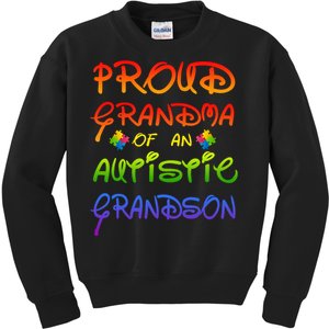 Autism Awareness Wear Proud Grandma Of Grandson Cool Gift Kids Sweatshirt