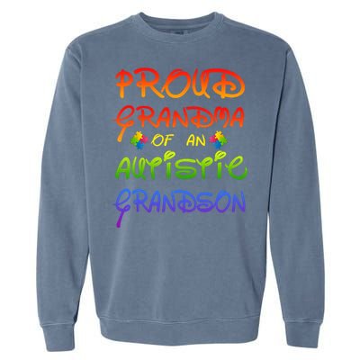 Autism Awareness Wear Proud Grandma Of Grandson Cool Gift Garment-Dyed Sweatshirt