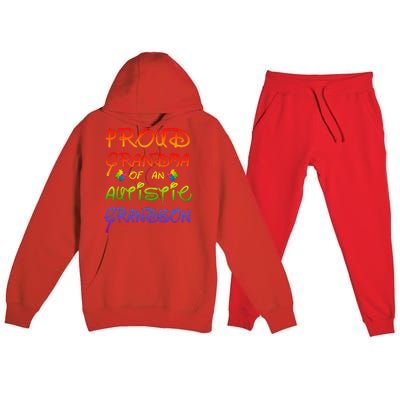 Autism Awareness Wear Proud Grandma Of Grandson Cool Gift Premium Hooded Sweatsuit Set