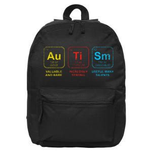 Autism Awareness Women Men Kids Elements Periodic Table ASD 16 in Basic Backpack