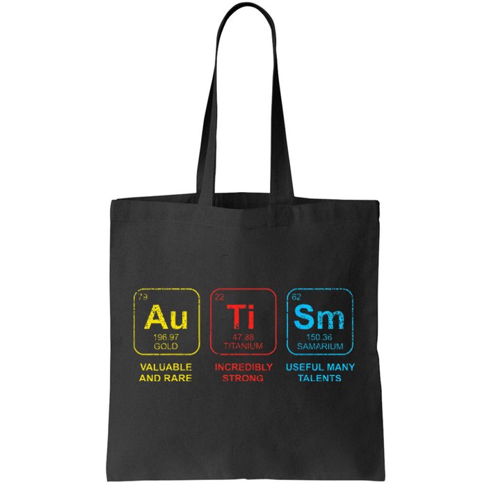 Autism Awareness Women Men Kids Elements Periodic Table ASD Tote Bag