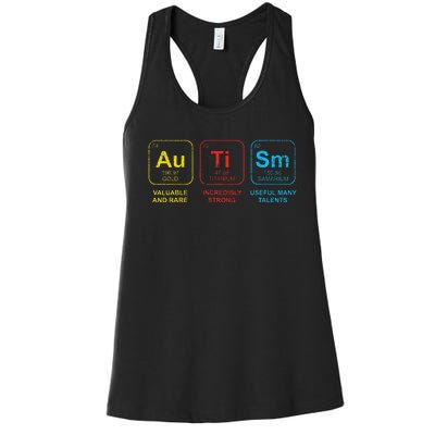 Autism Awareness Women Men Kids Elements Periodic Table ASD Women's Racerback Tank