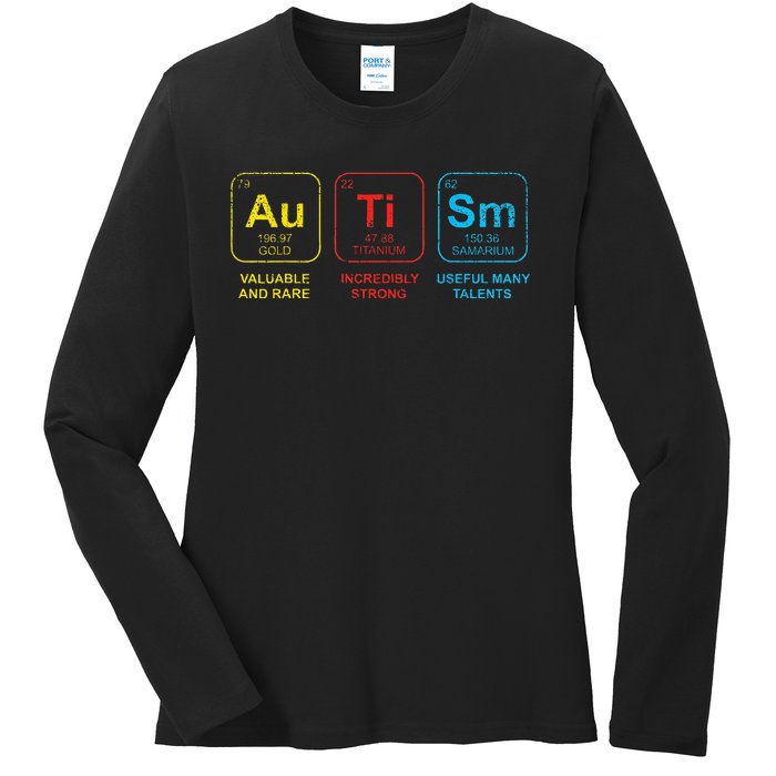 Autism Awareness Women Men Kids Elements Periodic Table ASD Ladies Long Sleeve Shirt