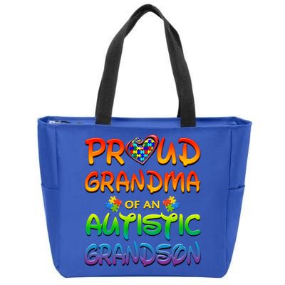 Autism Awareness Wear Proud Grandma Of Grandson Cool Gift Zip Tote Bag