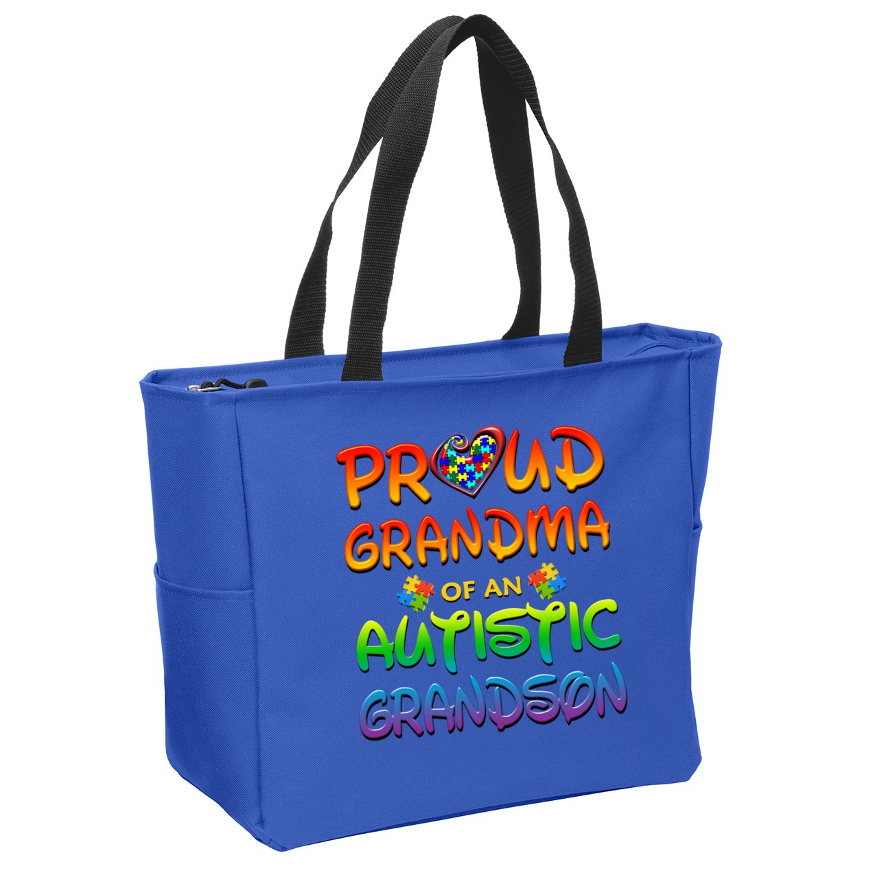 Autism Awareness Wear Proud Grandma Of Grandson Cool Gift Zip Tote Bag