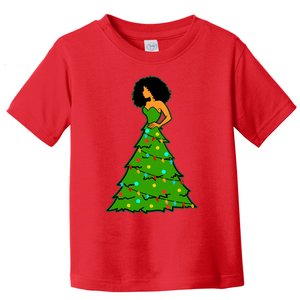 African American Woman Christmas Tree Xmas Decor Toddler T-Shirt