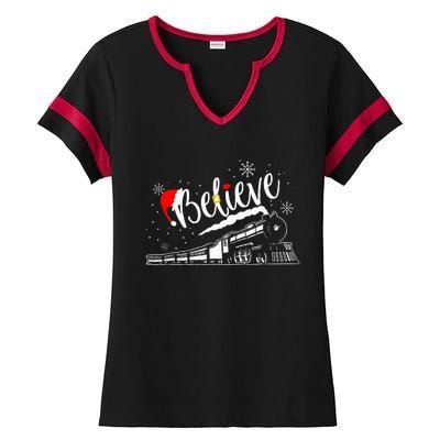 All Abroad Xmas Santa Ladies Halftime Notch Neck Tee