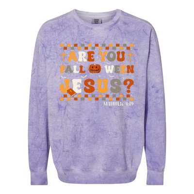 Autumn Are You Falloween Jesus Christian Halloween Colorblast Crewneck Sweatshirt