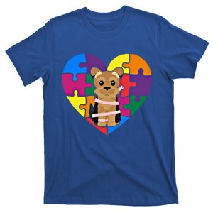 Autism Awareness Yorkie Heart ValentineS Day Puzzle Piece Gift T-Shirt