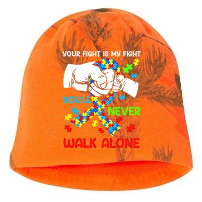 Autism Awareness You Will Never Walkalone Support Autism Great Gift Kati - Camo Knit Beanie