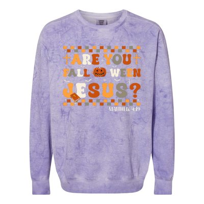 Autumn Are You Falloween Jesus Christian Halloween Pumpkin Colorblast Crewneck Sweatshirt