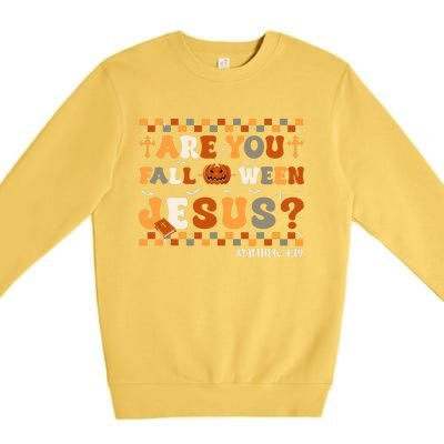 Autumn Are You Falloween Jesus Christian Halloween Pumpkin Premium Crewneck Sweatshirt