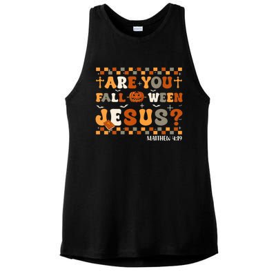 Autumn Are You Falloween Jesus Christian Halloween Pumpkin Ladies PosiCharge Tri-Blend Wicking Tank