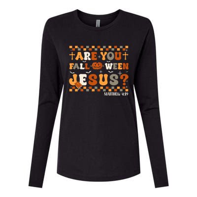 Autumn Are You Falloween Jesus Christian Halloween Pumpkin Womens Cotton Relaxed Long Sleeve T-Shirt