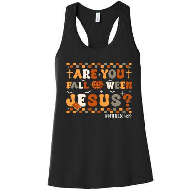 Autumn Are You Falloween Jesus Christian Halloween Pumpkin Women's Racerback Tank