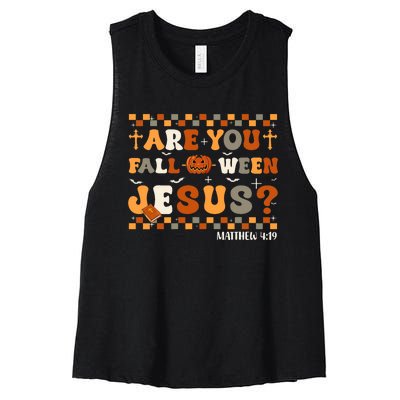 Autumn Are You Falloween Jesus Christian Halloween Pumpkin Women's Racerback Cropped Tank