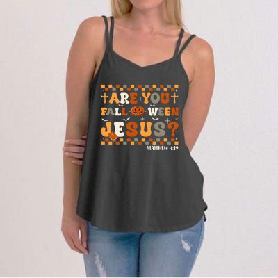 Autumn Are You Falloween Jesus Christian Halloween Pumpkin Women's Strappy Tank