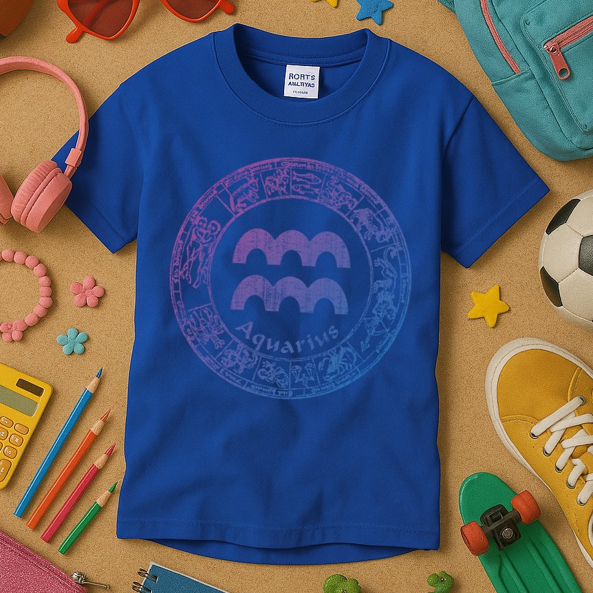 Aquarius Astrology Zodiac Horoscope Sign Meaningful Gift Kids T-Shirt