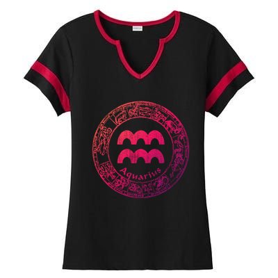 Aquarius Astrology Zodiac Horoscope Sign Meaningful Gift Ladies Halftime Notch Neck Tee