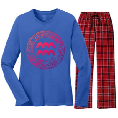 Aquarius Astrology Zodiac Horoscope Sign Meaningful Gift Women's Long Sleeve Flannel Pajama Set 