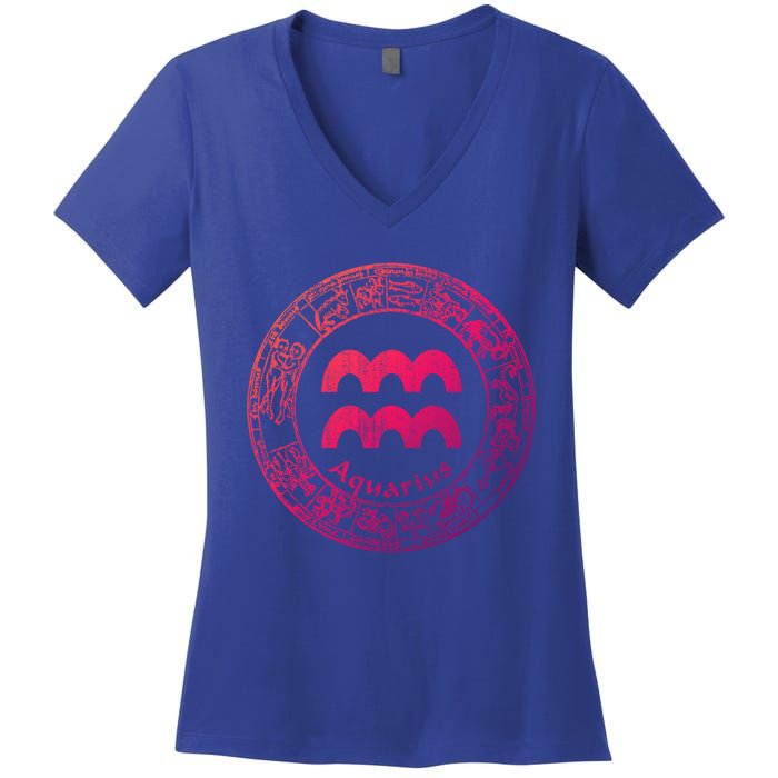 Aquarius Astrology Zodiac Horoscope Sign Meaningful Gift Women's V-Neck T-Shirt