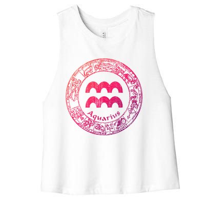 Aquarius Astrology Zodiac Horoscope Sign Meaningful Gift Women's Racerback Cropped Tank