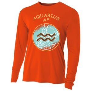 Aquarius Af Zodiac Sign Gift Cooling Performance Long Sleeve Crew