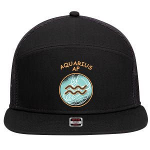 Aquarius Af Zodiac Sign Gift 7 Panel Mesh Trucker Snapback Hat