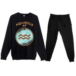 Aquarius Af Zodiac Sign Gift Premium Crewneck Sweatsuit Set