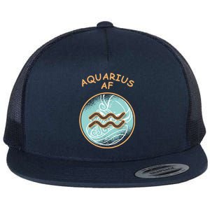 Aquarius Af Zodiac Sign Gift Flat Bill Trucker Hat