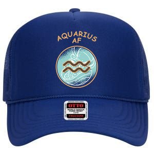 Aquarius Af Zodiac Sign Gift High Crown Mesh Back Trucker Hat