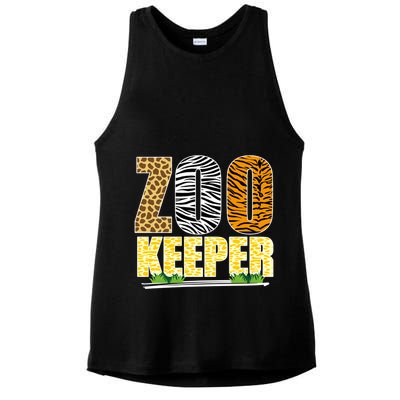 African Animals Zebra Giraffe Zookeeper Zoo Keeper Ladies PosiCharge Tri-Blend Wicking Tank
