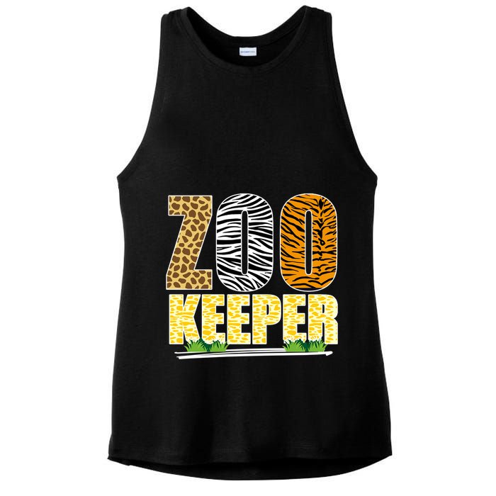African Animals Zebra Giraffe Zookeeper Zoo Keeper Ladies PosiCharge Tri-Blend Wicking Tank