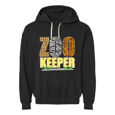 African Animals Zebra Giraffe Zookeeper Zoo Keeper Garment-Dyed Fleece Hoodie