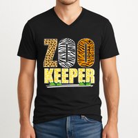 African Animals Zebra Giraffe Zookeeper Zoo Keeper V-Neck T-Shirt