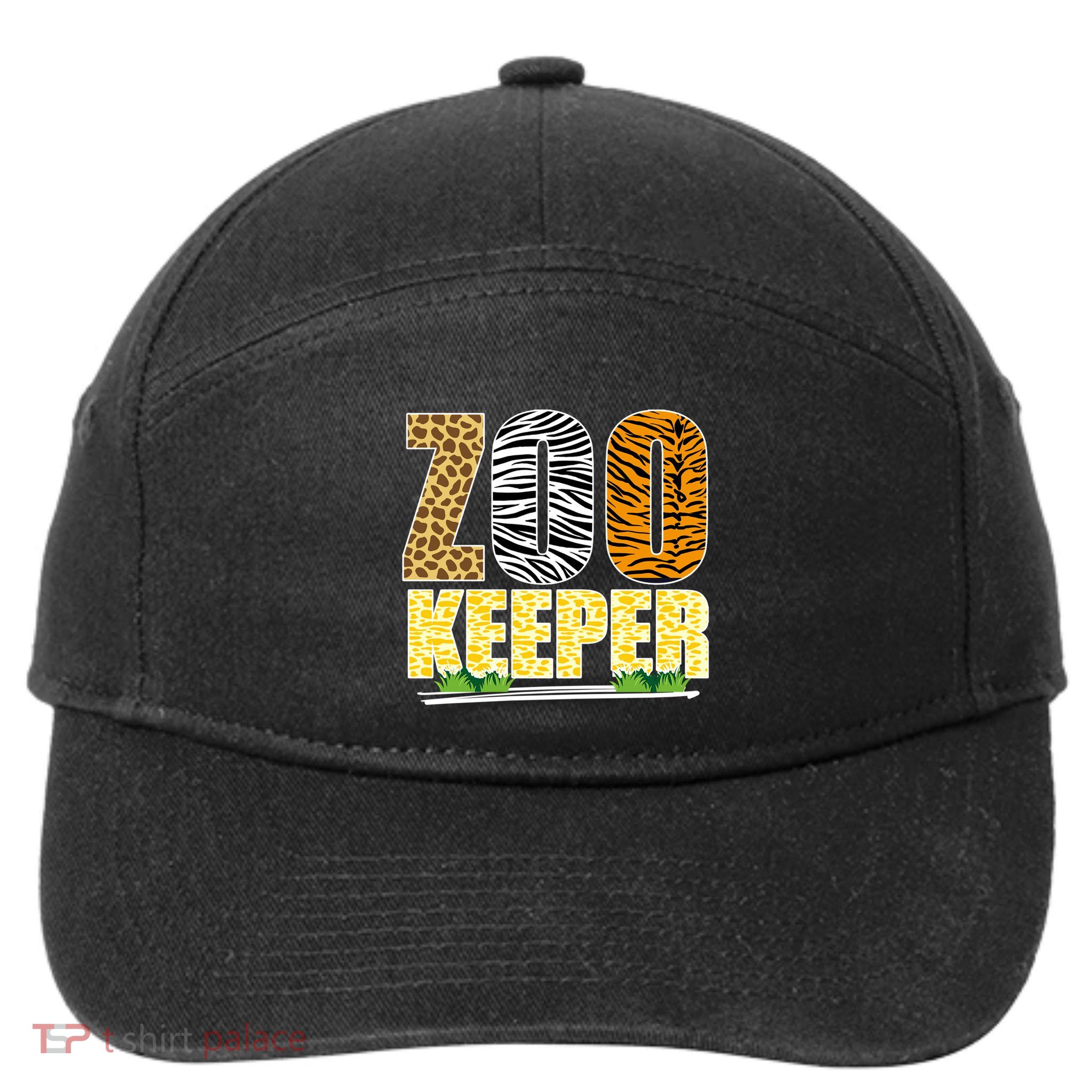 African Animals Zebra Giraffe Zookeeper Zoo Keeper 7-Panel Snapback Hat