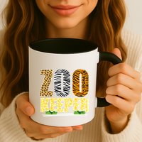 African Animals Zebra Giraffe Zookeeper Zoo Keeper Mug