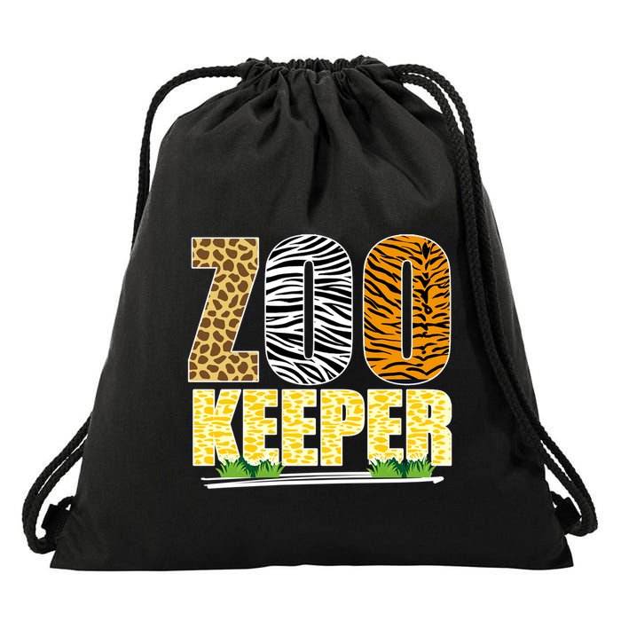 African Animals Zebra Giraffe Zookeeper Zoo Keeper Drawstring Bag