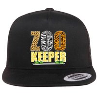 African Animals Zebra Giraffe Zookeeper Zoo Keeper Flat Bill Trucker Hat