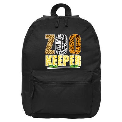 African Animals Zebra Giraffe Zookeeper Zoo Keeper 16 in Basic Backpack