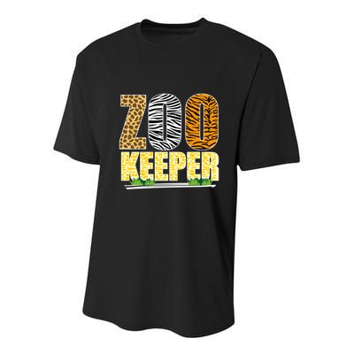 African Animals Zebra Giraffe Zookeeper Zoo Keeper Youth Performance Sprint T-Shirt