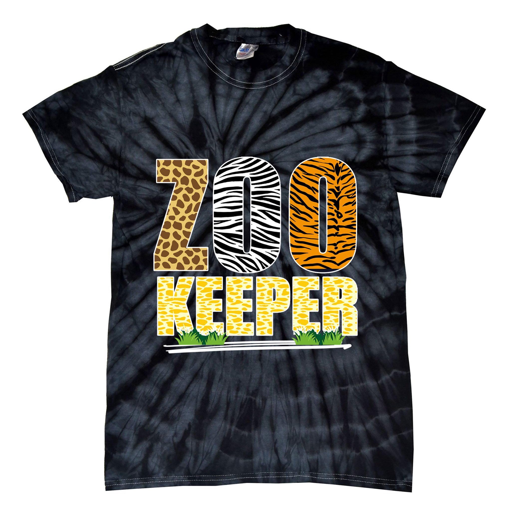 African Animals Zebra Giraffe Zookeeper Zoo Keeper Tie-Dye T-Shirt