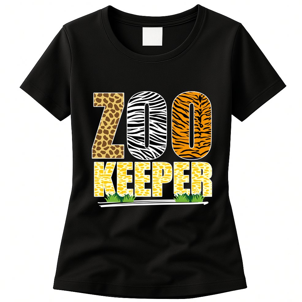 African Animals Zebra Giraffe Zookeeper Zoo Keeper Womens T-Shirt