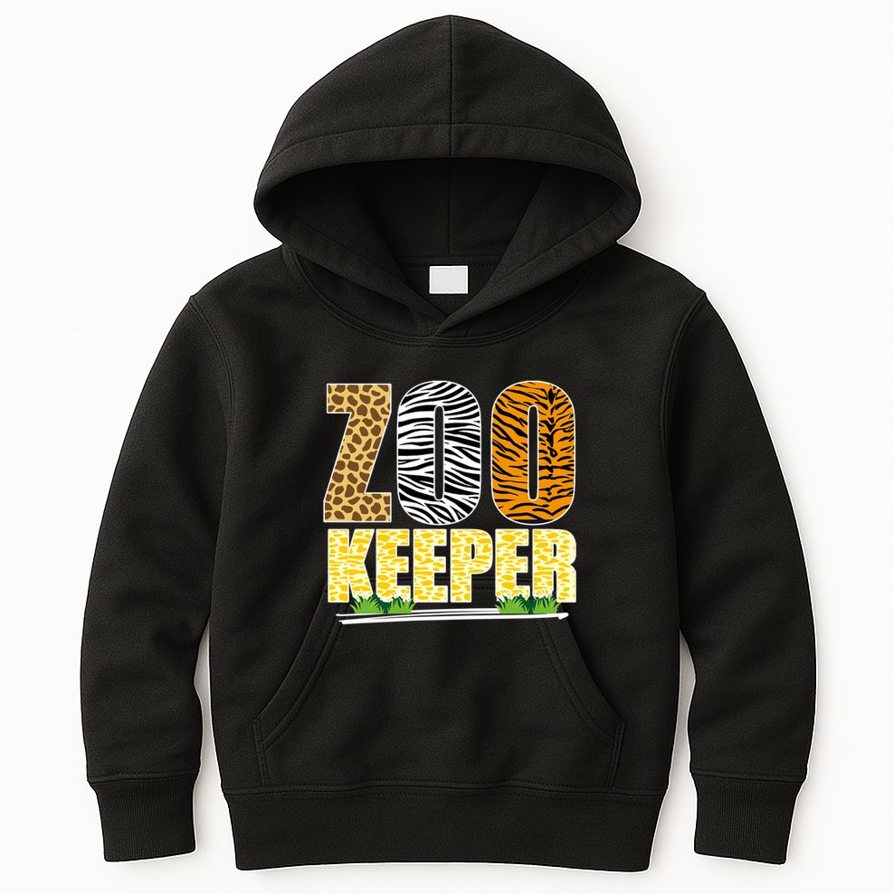 African Animals Zebra Giraffe Zookeeper Zoo Keeper Kids Hoodie