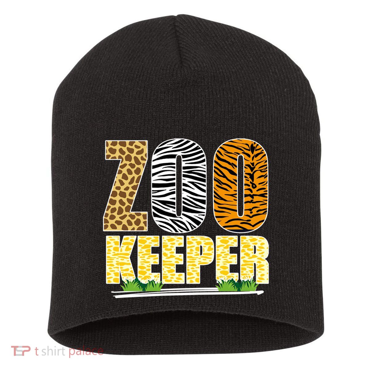 African Animals Zebra Giraffe Zookeeper Zoo Keeper Short Acrylic Beanie